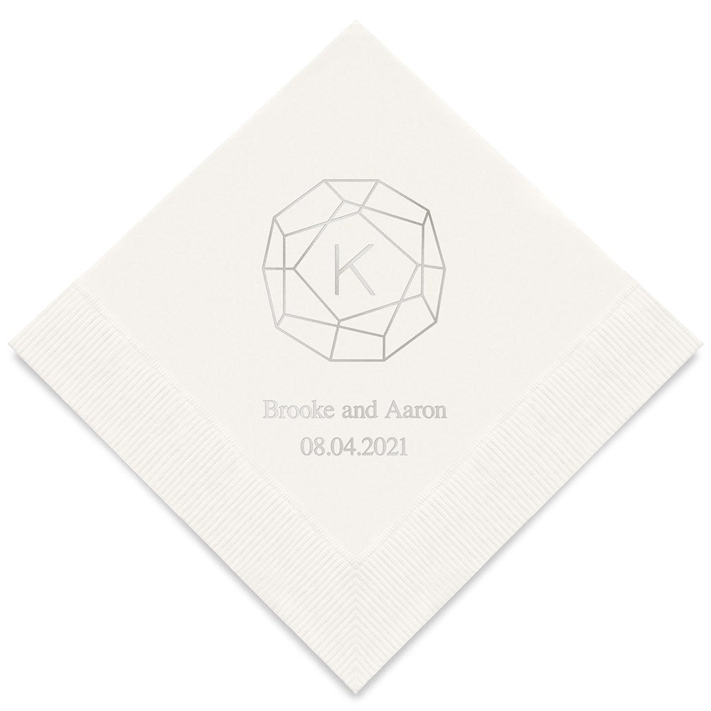 PERSONALIZED FOIL PRINTED PAPER NAPKINS - Gemstone Initial

(50/pkg)