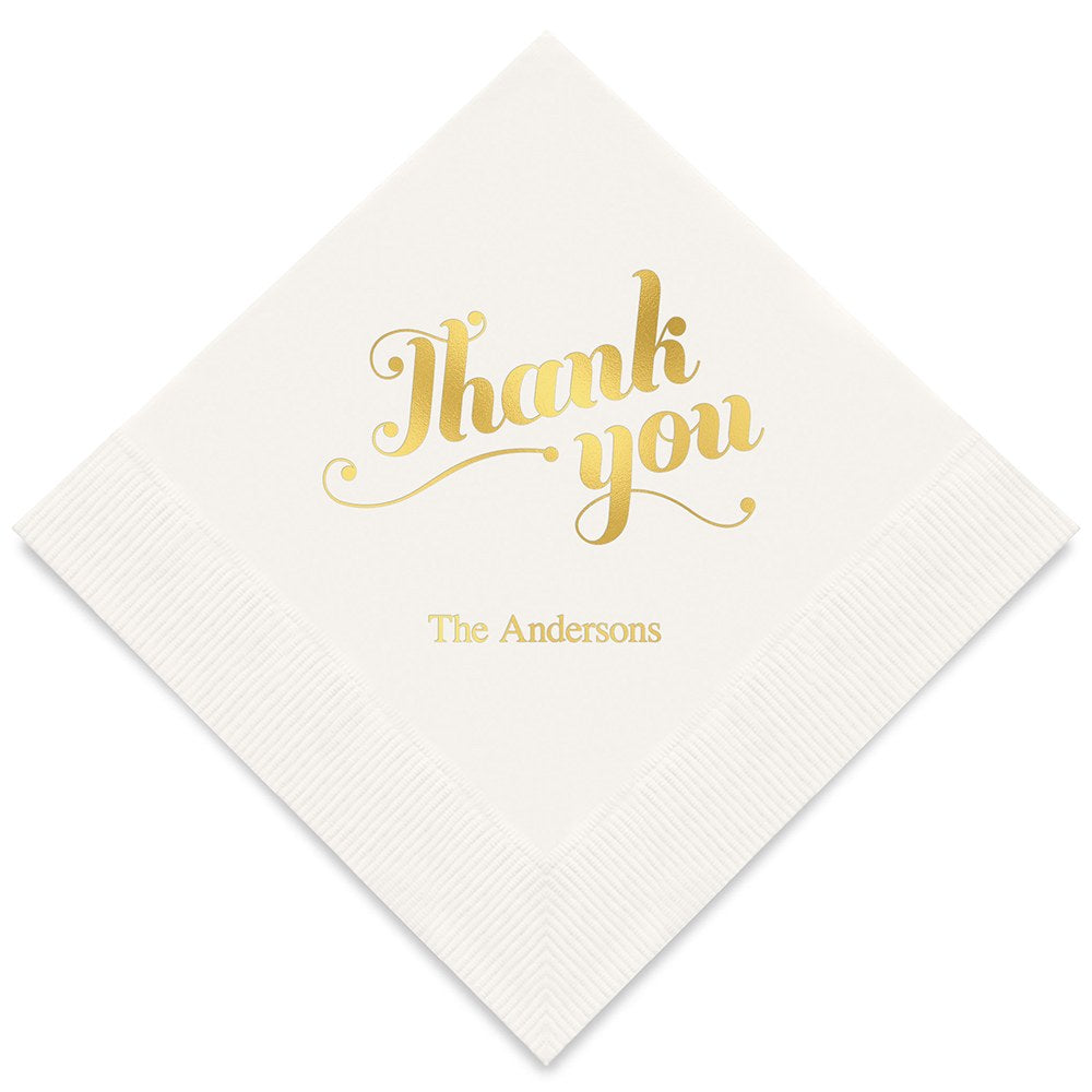 PERSONALIZED FOIL PRINTED PAPER NAPKINS - Thank You
(50/pkg)