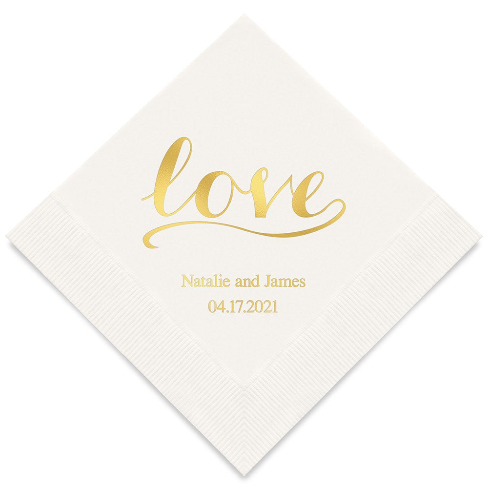 PERSONALIZED FOIL PRINTED PAPER NAPKINS - Love Signature
(50/pkg)