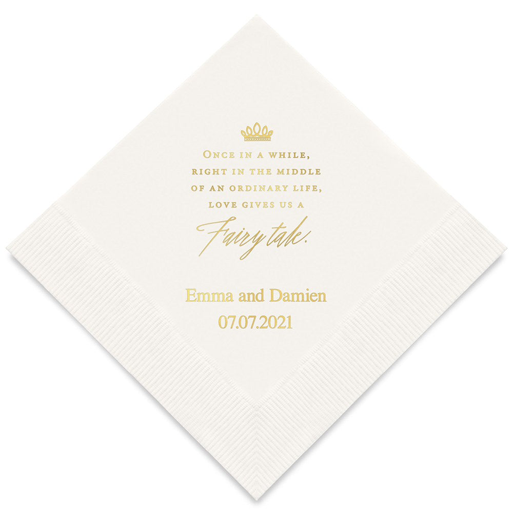 PERSONALIZED FOIL PRINTED PAPER NAPKINS - Love Gives Us A Fairy Tale
(50/pkg)