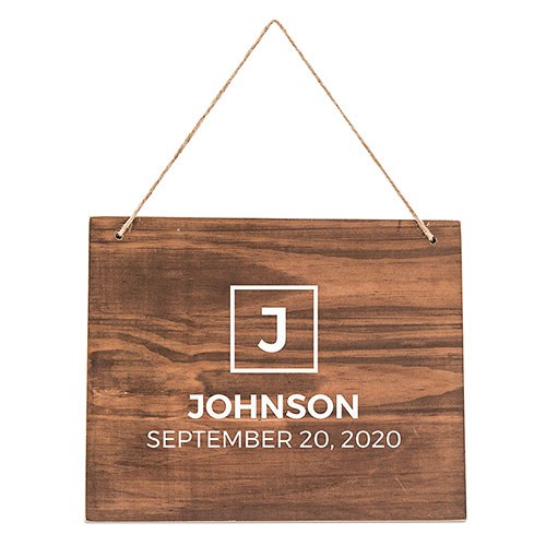 MEDIUM PERSONALIZED WOODEN WEDDING SIGN - NATURAL - BLOCK PRINT - AyaZay Wedding Shoppe