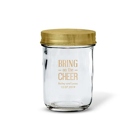 GLASS MASON JAR WITH GOLD LID FAVOUR (12/pkg) - AyaZay Wedding Shoppe