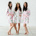 PINK WATERCOLOR FLORAL SILKY KIMONO ROBE ON PINK - AyaZay Wedding Shoppe