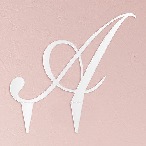 SCRIPT MONOGRAM ACRYLIC CAKE TOPPER - WHITE - AyaZay Wedding Shoppe