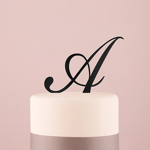 SCRIPT MONOGRAM ACRYLIC CAKE TOPPER - BLACK - AyaZay Wedding Shoppe