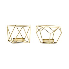 SMALL GOLD METAL GEO TEALIGHT HOLDER - SET OF 2 - AyaZay Wedding Shoppe