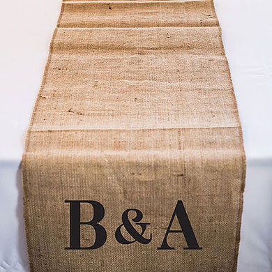 PERSONALIZED LONG BURLAP TABLE RUNNER WITH EQUESTRIAN MONOGRAM - AyaZay Wedding Shoppe