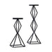 BLACK GEO PILLAR CANDLE HOLDER - SET OF 2