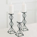 BLACK GEO PILLAR CANDLE HOLDER - SET OF 2