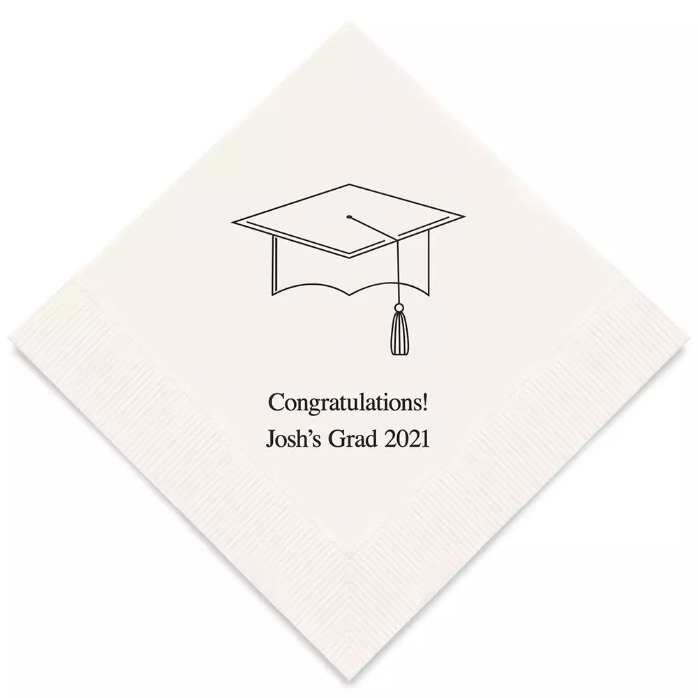 PERSONALIZED FOOL PRINTED PAPER NAPKINS - GRADUATION HAT (50/pkg)