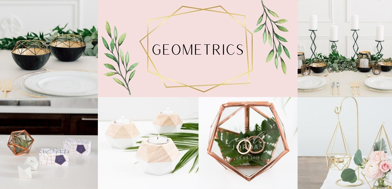 Wedding Geometric Centerpieces, Favors & Personalized Ring Box