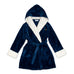 WOMEN'S PERSONALIZED EMBROIDERED FLUFFY PLUSH ROBE WITH HOOD - NAVY BLUE