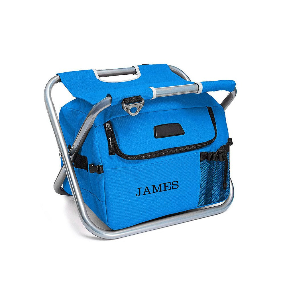 PERSONALIZED BLUE FOLDING COOLER CHAIR