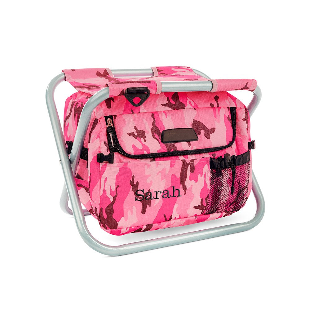PERSONALIZED PINK CAMOUFLAGE FOLDING COOLER CHAIR