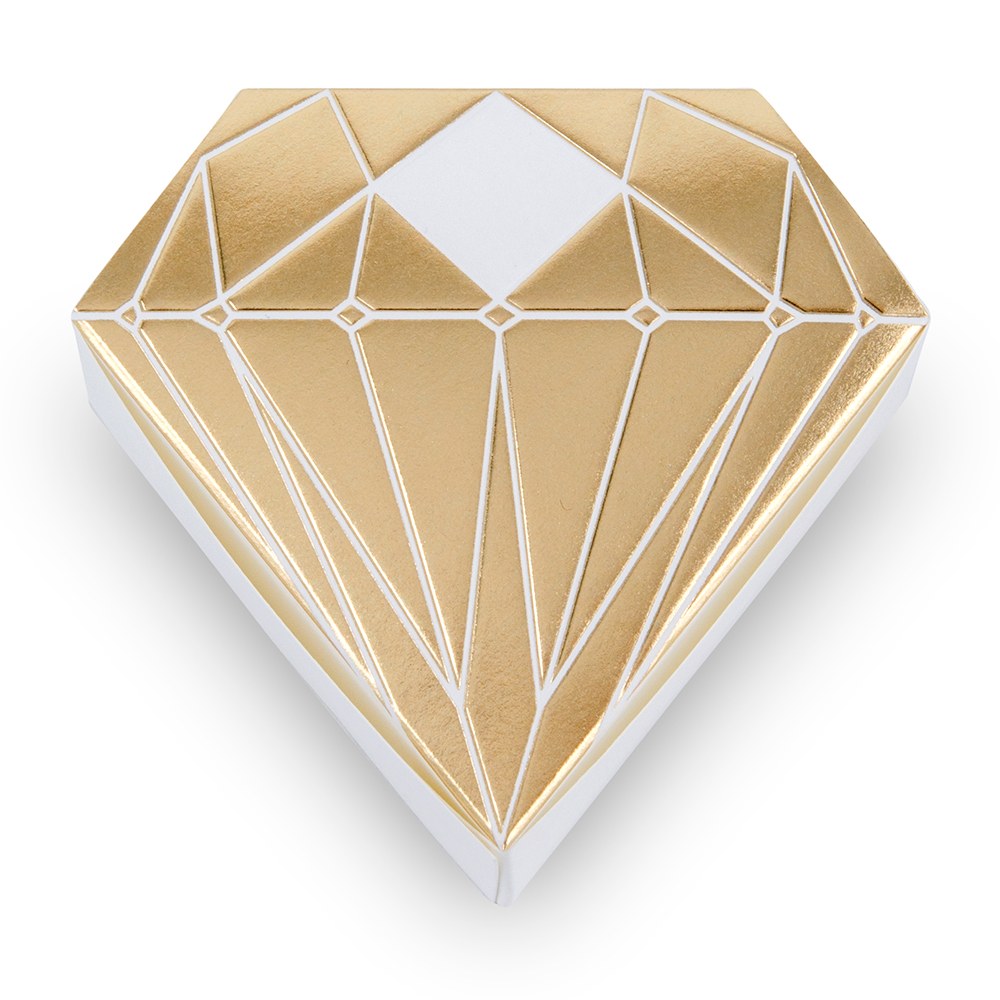 DIAMOND FAVOR BOX WITH METALLIC GOLD OR SILVER (10/pkg)
