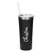 PERSONALIZED BLACK STAINLESS STEEL DRINK TUMBLER - CALLIGRAPHY PRINT