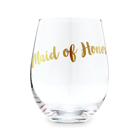 STEMLESS TOASTING WINE GLASS GIFT FOR WEDDING PARTY - MAID OF HONOR