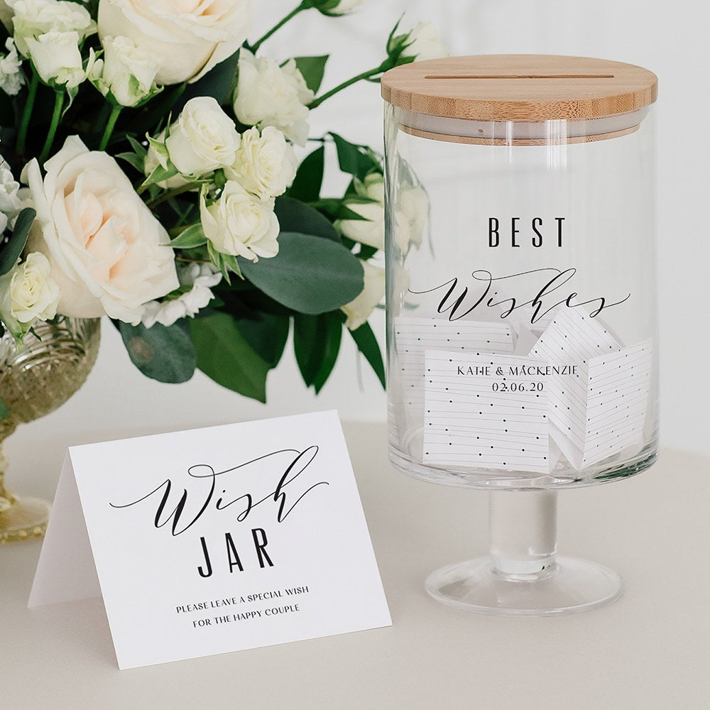 PERSONALIZED GLASS WEDDING WISHES GUESTBOOK JAR - BEST WISHES