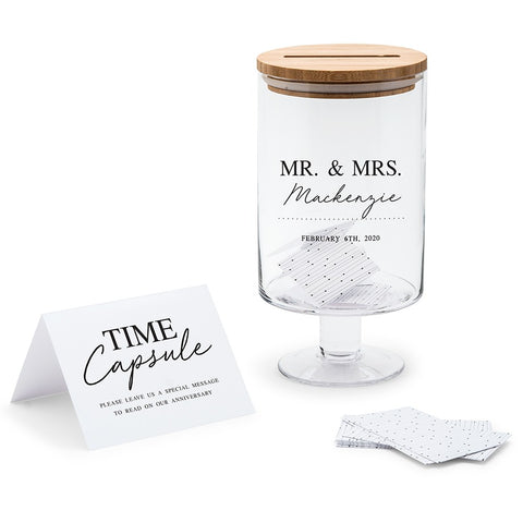 PERSONALIZED GLASS WEDDING WISHES GUESTBOOK JAR - MR. & MRS.
