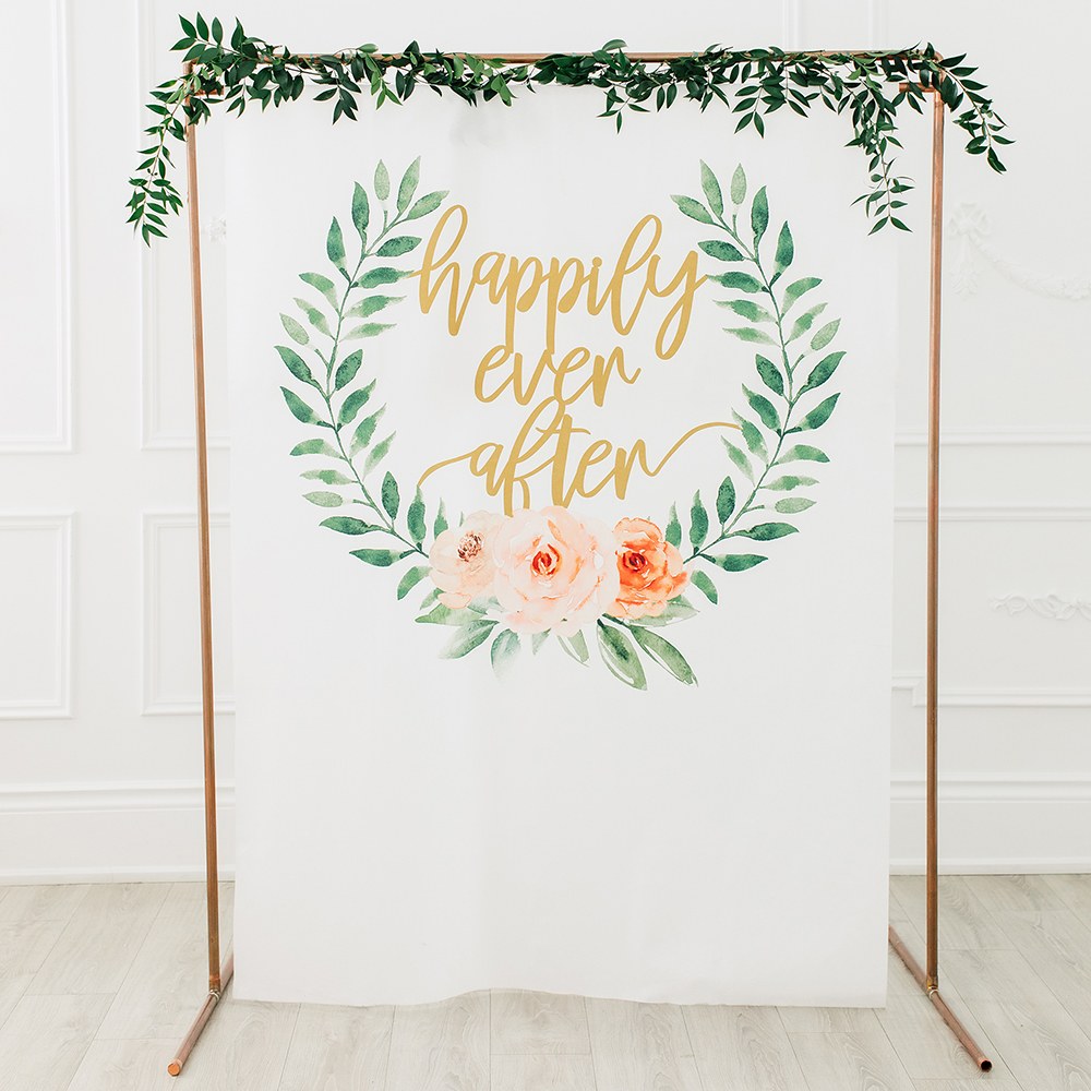 PRINTED PHOTO BACKDROP WEDDING DECORATION - HAPPILY EVER AFTER