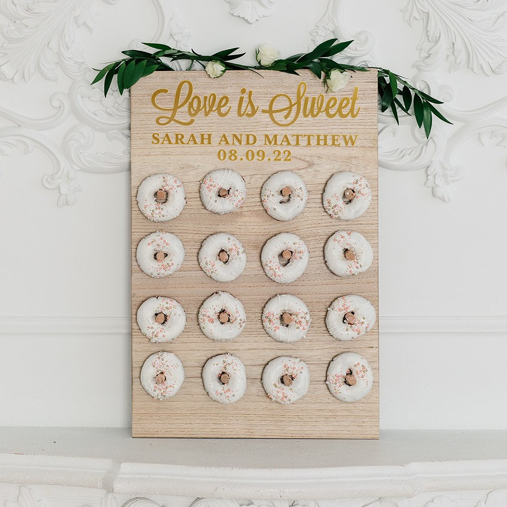 PERSONALIZED WOODEN DONUT WALL DISPLAY - LOVE IS SWEET