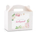 PERSONALIZED WHITE RECTANGLE PAPER BOX WITH HANDLE - FLORAL GARDEN PARTY