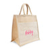 PERSONALIZED WOVEN JUTE MEDIUM TOTE BAG WITH POCKET -  SCRIPT FONT