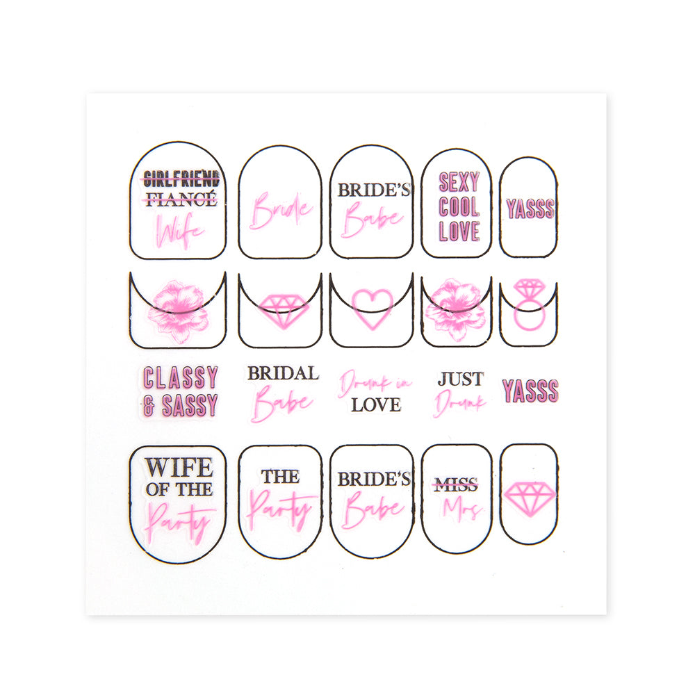 ADHESIVE BACHELORETTE PARTY NAIL STICKERS - COOL BRIDE SQUAD – AyaZay  Wedding Shoppe