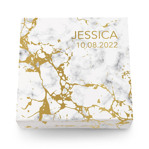LARGE PERSONALIZED MARBLE BRIDAL PARTY GIFT BOX WITH MAGNETIC LID -  CUSTOM TEXT