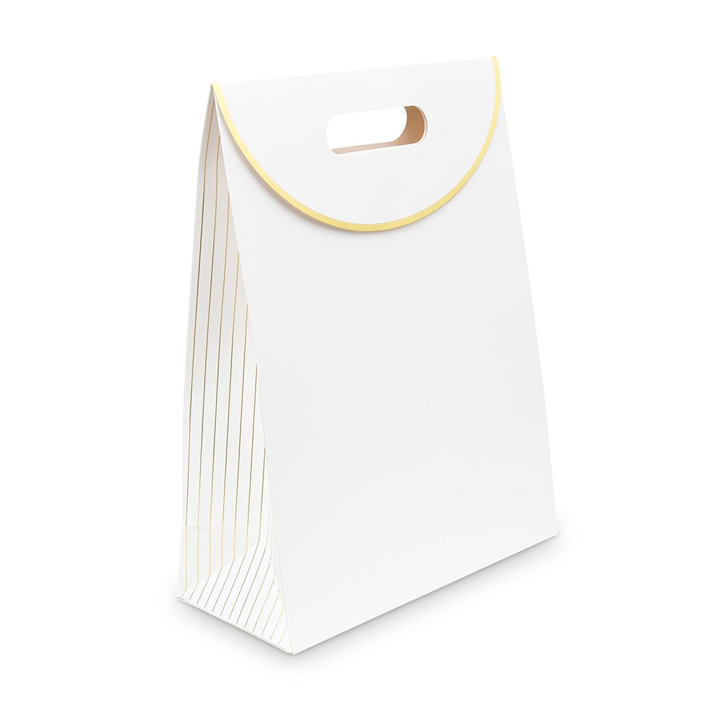 PAPER GIFT BAG WITH HANDLES - GOLD STRIPE