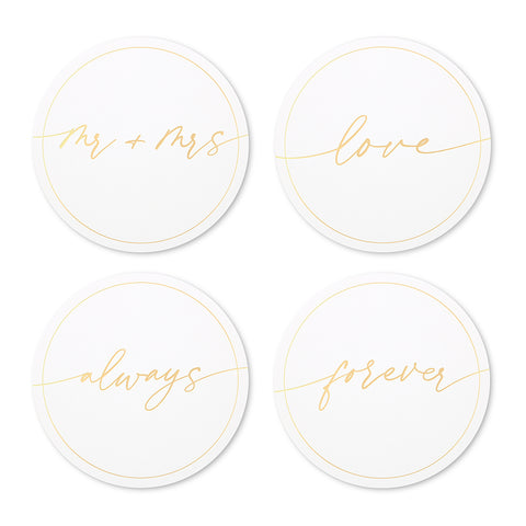 ROUND PAPER DRINK COASTERS - MR. & MRS. COLLECTION (set of 12)