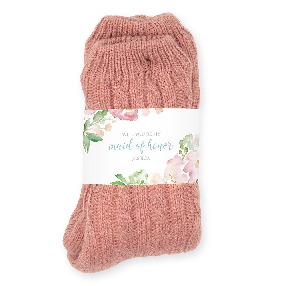 COZY SHERPA LINED CABLE KNIT SLIPPER SOCKS - GARDEN PARTY PERSONALIZED WRAP