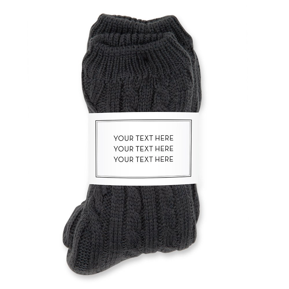 COZY SHERPA LINED CABLE KNIT SLIPPER SOCKS - CUSTOM TEXT  WRAP