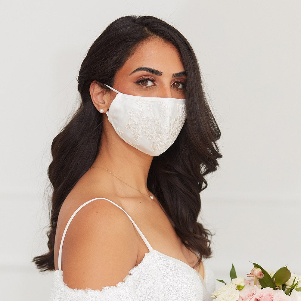 LUXURY REUSABLE, WASHABLE CLOTH FACE MASK WITH FILTER POCKET - BRIDAL BOUTIQUE
