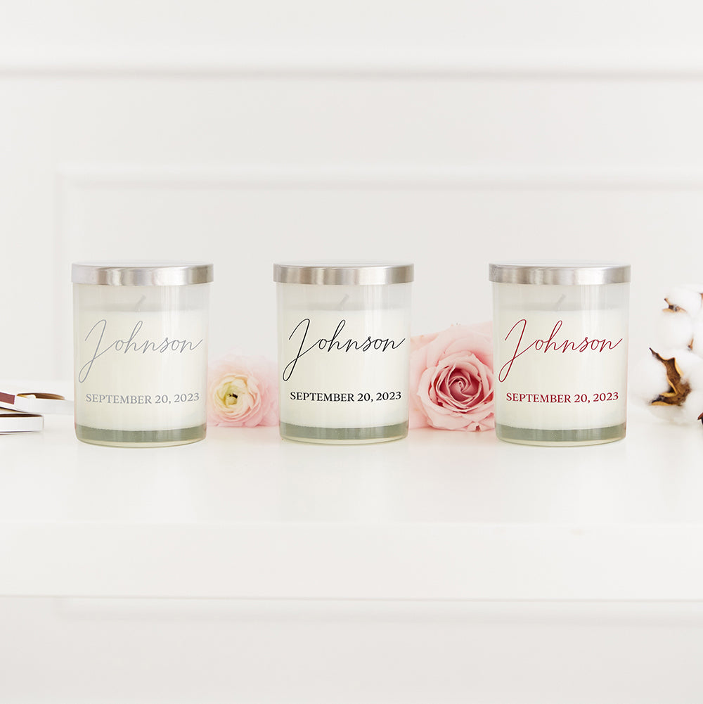 PERSONALIZED GLASS JAR GIFT CANDLE WITH LID - SIMPLE SCRIPT