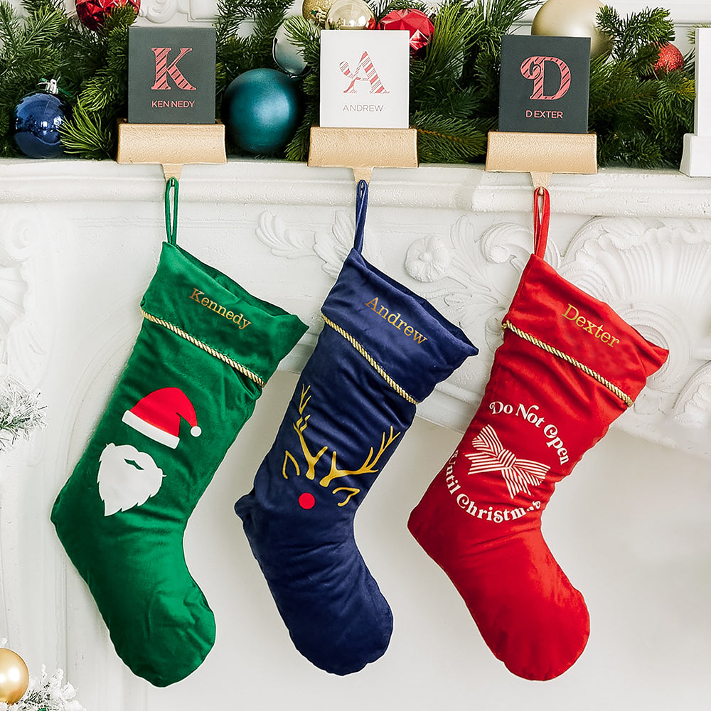 Designer Details Personalized Plush Felt Christmas Stockings