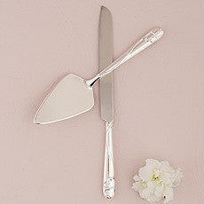 SILVER PLATED CAKE SERVING SET WITH RAISED LOOP HEART - AyaZay Wedding Shoppe