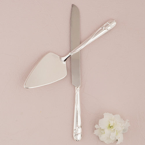 SILVER PLATED CAKE SERVING SET WITH RAISED LOOP HEART - AyaZay Wedding Shoppe