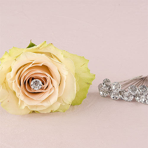 10 MM PLASTIC DIAMOND ON 6 CM NEEDLE (48/pkg) - AyaZay Wedding Shoppe