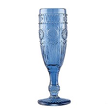 VINTAGE INSPIRED PRESSED GLASS FLUTE IN BLUE
