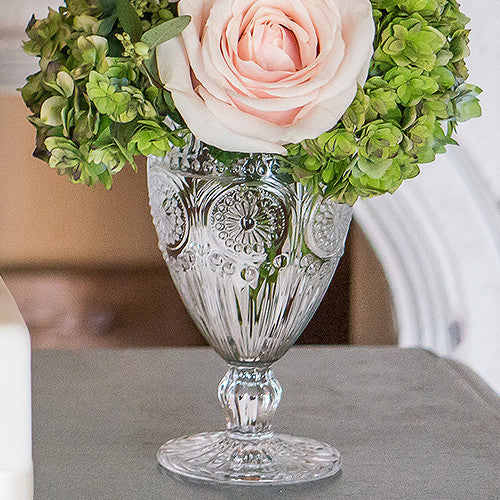 VINTAGE INSPIRED PRESSED GLASS GOBLET IN CLEAR - AyaZay Wedding Shoppe