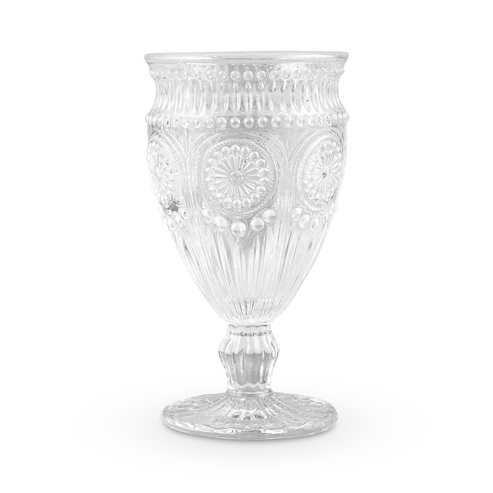 VINTAGE INSPIRED PRESSED GLASS GOBLET IN CLEAR