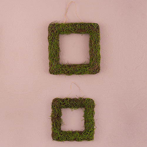 FAUX MOSS AND WICKER SQUARE FRAME - SMALL - AyaZay Wedding Shoppe