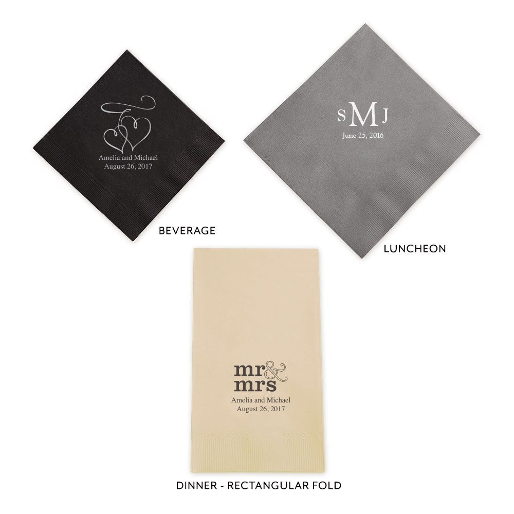 PERSONALIZED FOIL PRINTED PAPER NAPKINS - Stylized Bride And Groom
(50/pkg)