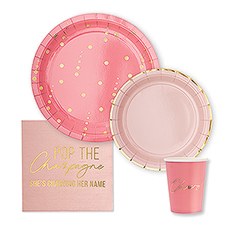 DISPOSABLE PAPER TABLEWARE SET POP THE CHAMPAGNE (SERVES 24)