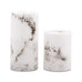 WHITE MARBLE ARTIFICIAL FLAMELESS LED PILLAR CANDLE - SET OF 2