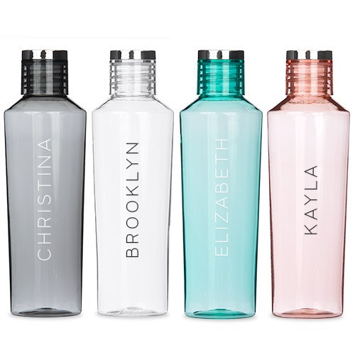 PERSONALIZED PLASTIC WATER BOTTLE - CONTEMPORARY VERTICAL LINE (4 COLOURS) - AyaZay Wedding Shoppe