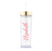 GOLD PERSONALIZED PLASTIC DRINK TUMBLER - CALLIGRAPHY TEXT PRINTING