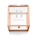 SMALL GLASS JEWELRY BOX WITH ROSE GOLD EDGES - MODERN SERIF INITIAL ETCHING - AyaZay Wedding Shoppe