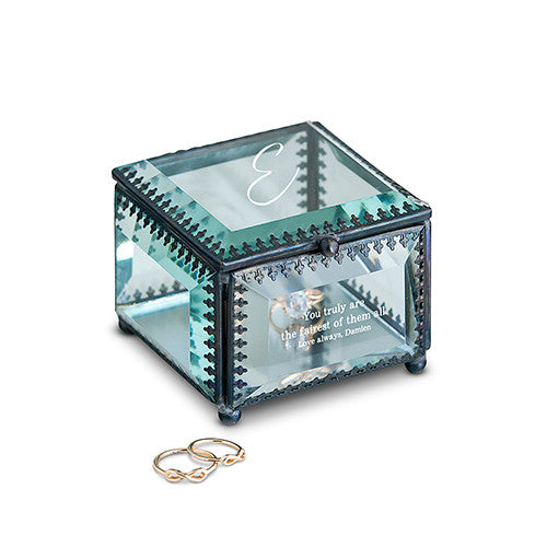 VINTAGE INSPIRED GLASS JEWELLERY BOX - PERSONALIZED ETCHING - AyaZay Wedding Shoppe